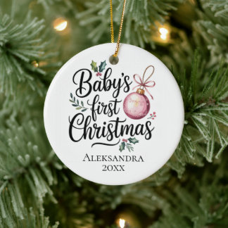 Modern Elegant Baby First Christmas Baby Gift Keramisch Ornament