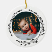 Modern Elegant Baby First Christmas Black White Keramisch Ornament (Voorkant)