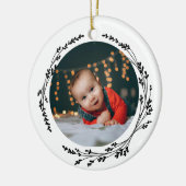 Modern Elegant Baby First Christmas Black White Keramisch Ornament (Links)