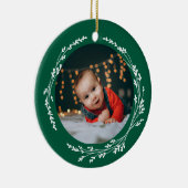 Modern Elegant Baby First Christmas Green Keramisch Ornament (Rechts)