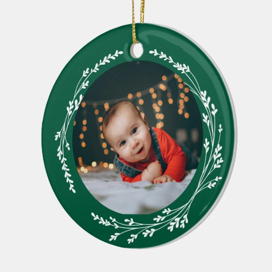 Modern Elegant Baby First Christmas Green Keramisch Ornament (Links)