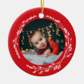 Modern Elegant Baby First Christmas Red Keramisch Ornament (Voorkant)