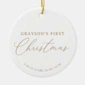 Modern Elegant Baby Geboortestatistieken Eerste Ke Keramisch Ornament (Voorkant)