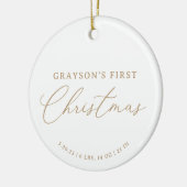 Modern Elegant Baby Geboortestatistieken Eerste Ke Keramisch Ornament (Links)