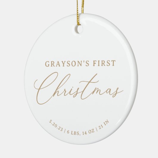 Modern Elegant Baby Geboortestatistieken Eerste Ke Keramisch Ornament (Links)