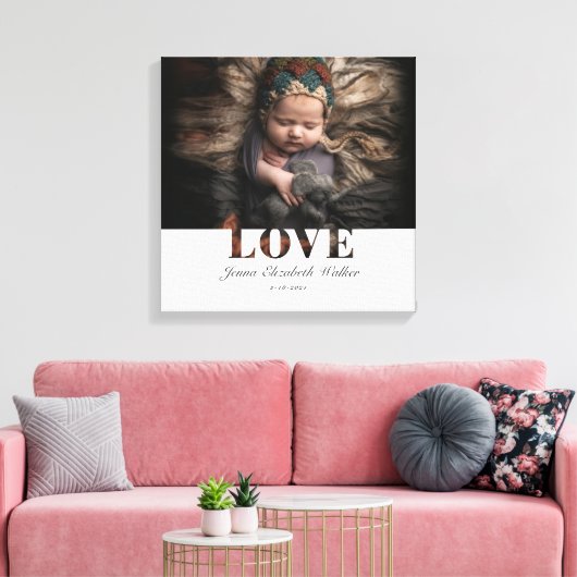 Modern Elegant Baby Photo Love Typography Poster Canvas Afdruk (Insitu (Woonkamer))