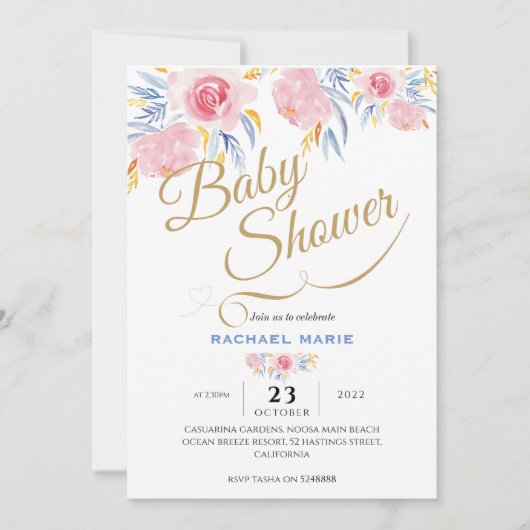 Modern Elegant babydouchemeisje Kaart (Voorkant)