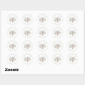 Modern Elegant Baptisme | Fijne bloemen Ronde Sticker (Vel)