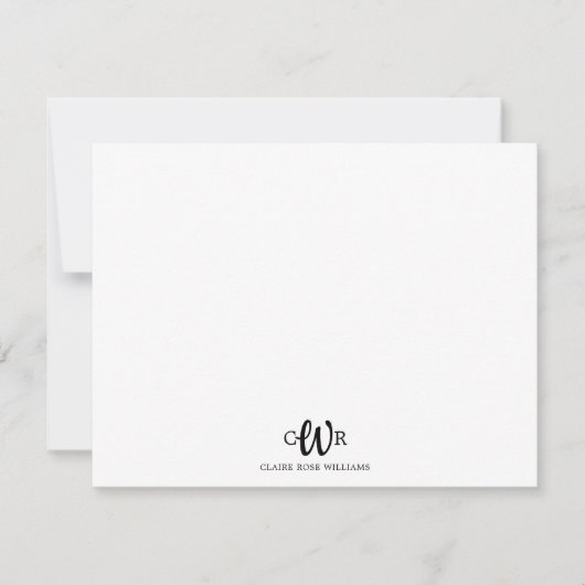 Modern Elegant Basic 3 Monogram Boho Chic Patroon Notitiekaartje (Voorkant)