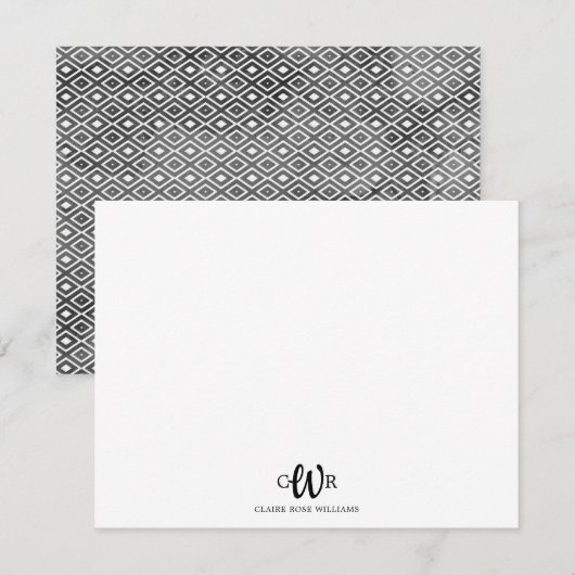Modern Elegant Basic 3 Monogram Boho Chic Patroon Notitiekaartje (Voorkant / Achterkant)