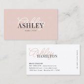 Modern Elegant Basic Typografie Script Blush Pink Visitekaartje (Voorkant / Achterkant)