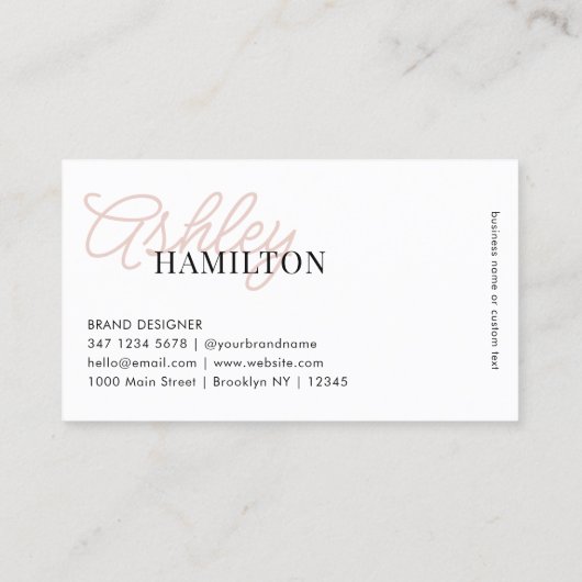 Modern Elegant Basic Typografie Script Blush Pink Visitekaartje (Achterkant)