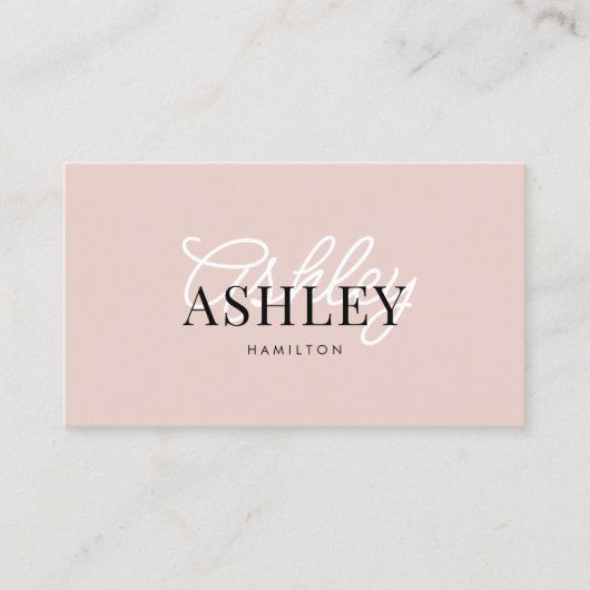 Modern Elegant Basic Typografie Script Blush Pink Visitekaartje (Voorkant)