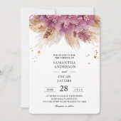 Modern Elegant Beauty Pink Orchid & Pampas & Gold Kaart (Voorkant)