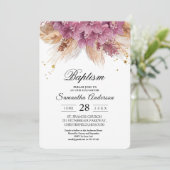 Modern Elegant Beauty Pink Orchid & Pampas & Gold Kaart (Staand voorkant)