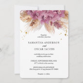 Modern Elegant Beauty Pink Orchid & Pampas & Gold Kaart (Voorkant)