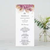 Modern Elegant Beauty Pink Orchid & Pampas & Gold Menu