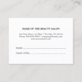 Modern Elegant Beauty Salon Hair Loyalty Kaart (Achterkant)