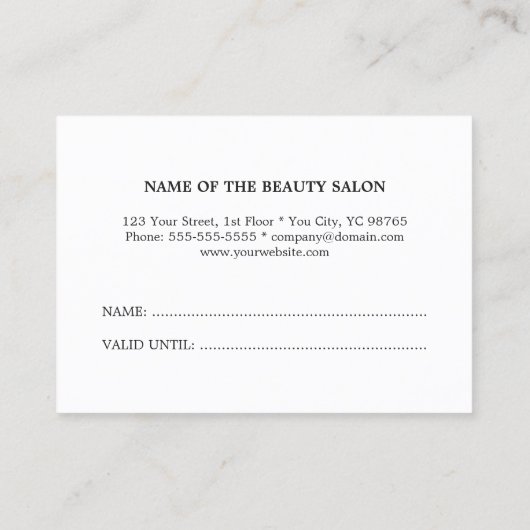 Modern Elegant Beauty Salon Hair Loyalty Kaart (Achterkant)