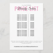 Modern Elegant Beauty Salon Price List Menu (Voorkant)