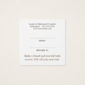 Modern Elegant Beauty Salon Vierkante Visitekaartjes (Achterkant)