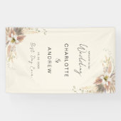 Modern, elegant, beige boho bruiloft spandoek (Horizontaal)