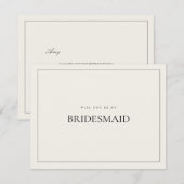 Modern & Elegant Beige Bruidsmeisje voorstel Kaart (Voorkant / Achterkant)