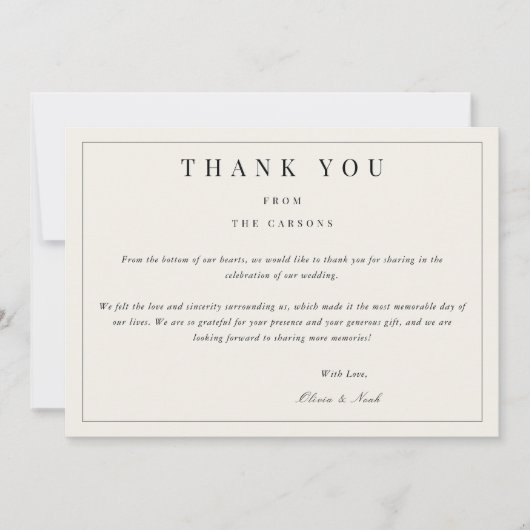 Modern & Elegant beige Dank u Kaart (Voorkant)