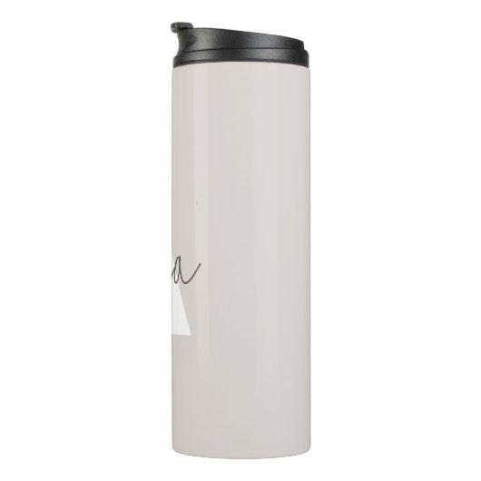 Modern Elegant Beige Monogram Custom Initiaal Thermosbeker (Geroteerd rechts)