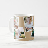 Modern elegant beige multi-fotofamilie koffiemok (Voorkant links)