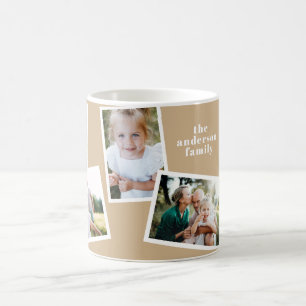 Modern elegant beige multi-fotofamilie koffiemok