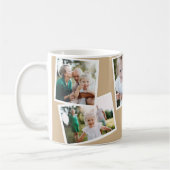Modern elegant beige multi-fotofamilie koffiemok (Links)