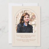 Modern Elegant Beige Neutral 2 Photo Arch Afstudee Aankondiging (Achterkant)