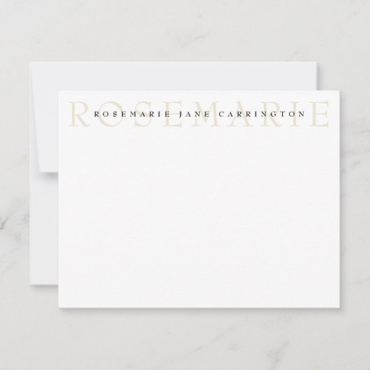 Modern Elegant Beige Personal Stationery Notitiekaartje (Voorkant)
