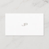 Modern Elegant Beige White Chic Monogram Visitekaartje (Achterkant)