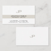 Modern Elegant Beige White Chic Monogram Visitekaartje (Voorkant / Achterkant)