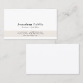 Modern Elegant Beige Wit Eenvoudig Vlak Visitekaartje (Voorkant / Achterkant)