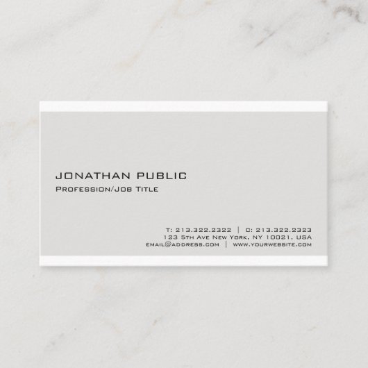 Modern Elegant Beige Wit Professioneel Minimalist Visitekaartje (Voorkant)