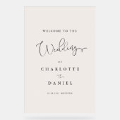 Modern, Elegant, beige-wit-transparant, Script, Acryl Bord (Voorkant)