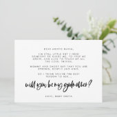 Modern elegant... ben je mijn Godmoeder sms Kaart (Staand voorkant)