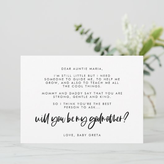 Modern elegant... ben je mijn Godmoeder sms Kaart (Staand voorkant)