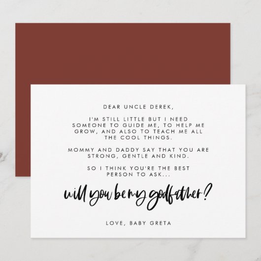 Modern elegant... ben jij mijn Godfather-kaartje? Kaart (Voorkant / Achterkant)