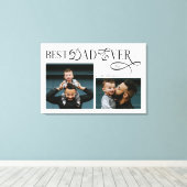 Modern Elegant Best Dad Ever 2 Photos Fathers Day Canvas Afdruk (Insitu (Houten vloer))