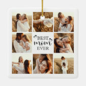 Modern Elegant Best Mom Ever Cute Photo Collage Keramisch Ornament (Achterkant)