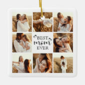 Modern Elegant Best Mom Ever Cute Photo Collage Keramisch Ornament (Voorkant)