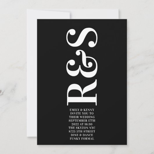 Modern Elegant Big Monogram Bold Simple Wedding Kaart (Voorkant)