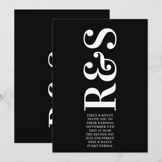 Modern Elegant Big Monogram Bold Simple Wedding Kaart (Voorkant / Achterkant)