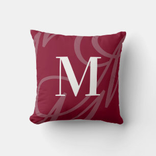 Modern Elegant Big Monogram Burgundy Red Kussen