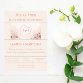Modern Elegant Bilingual Quinceanera Birthday Kaart