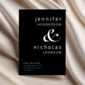 Modern Elegant Black Ampersand Typography Wedding Save The Date
